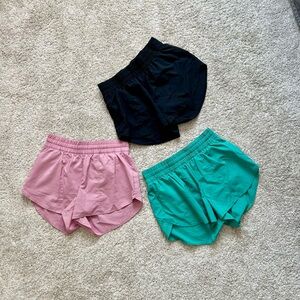 Women's Running Shorts - Black, Pink & Teal - Elastic Waist